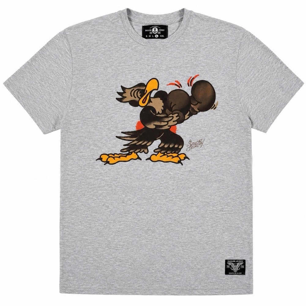 Sailor Jerry Put 'Em Up Boxing Eagle T Shirt Tee Size XL Gray Tattoo Made In USA